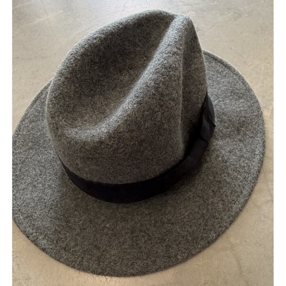 Scala Gray 100% Wool Fedora Hat Black Band One Size Handmade Classic